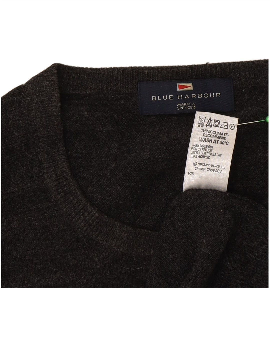 Marks & Spencer Męski sweter z okrągłym dekoltem, średnioszary, akrylowy