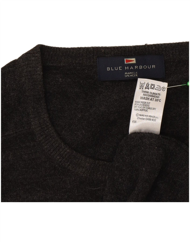 Marks & Spencer Męski sweter z okrągłym dekoltem, średnioszary, akrylowy