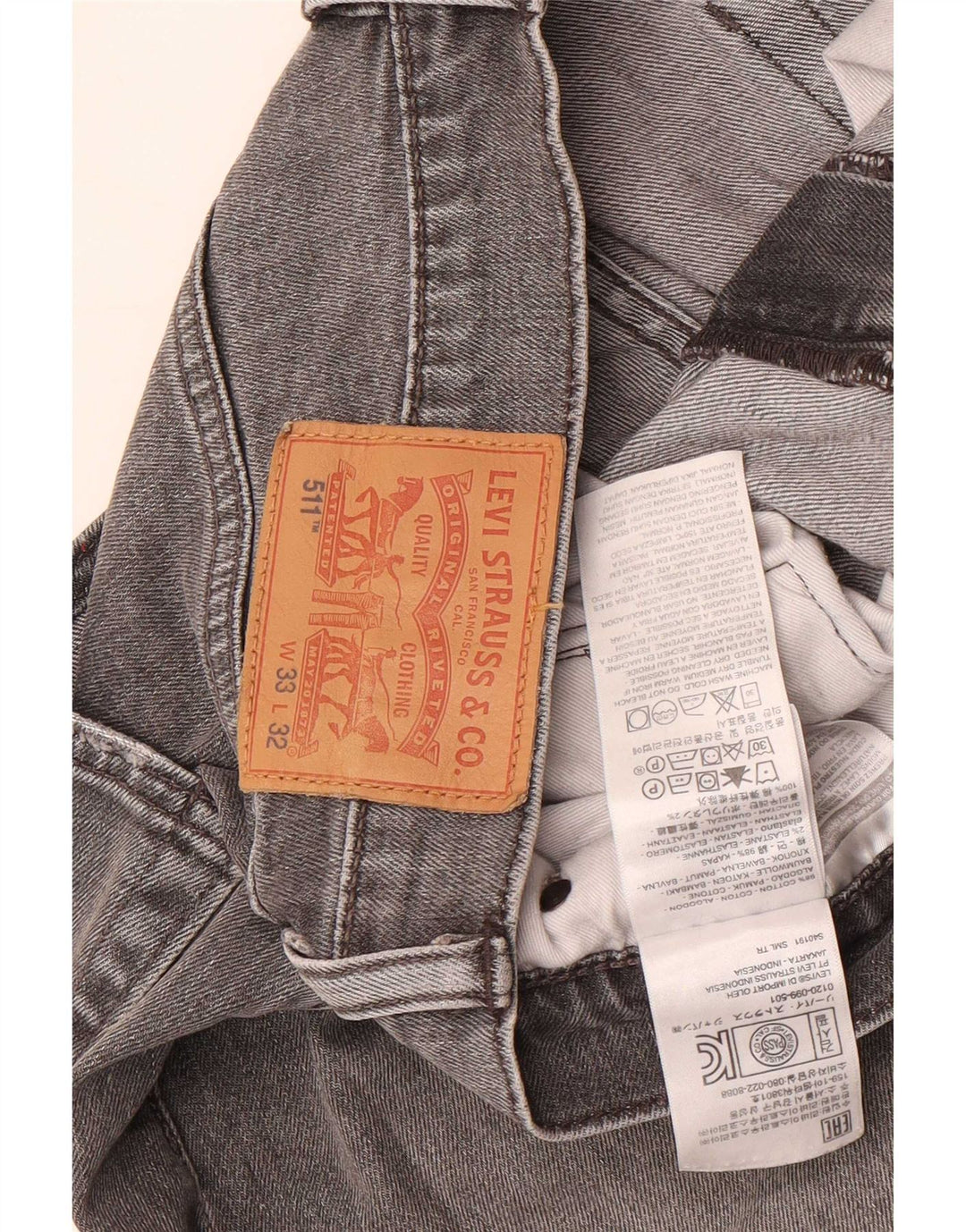 Męskie jeansy Levi's 511 Slim W33 L32 Szara bawełna