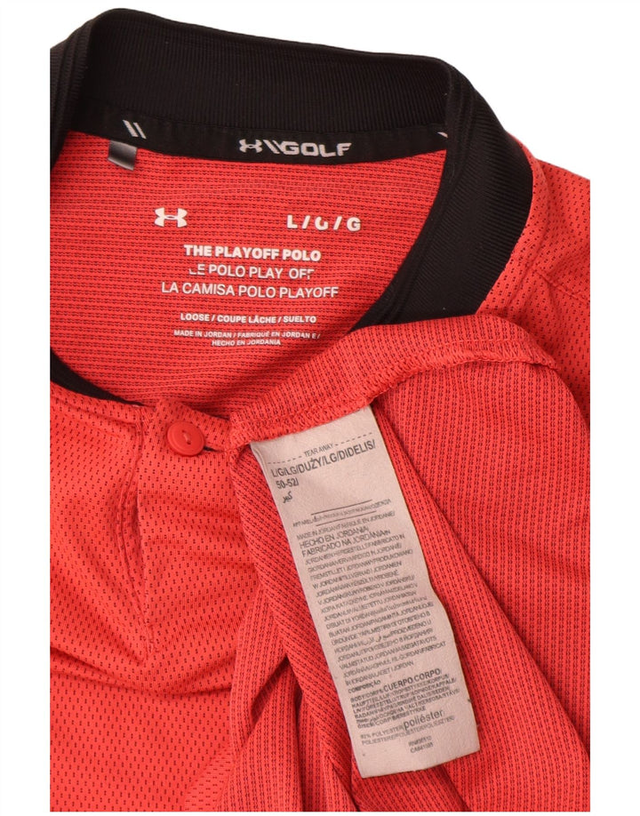 Męska koszulka polo Under Armour, duża, czerwona, poliestrowa z blokami kolorów