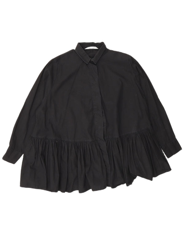 Damska bluzka koszulowa oversize Zara UK 10, mała, czarna, bawełniana