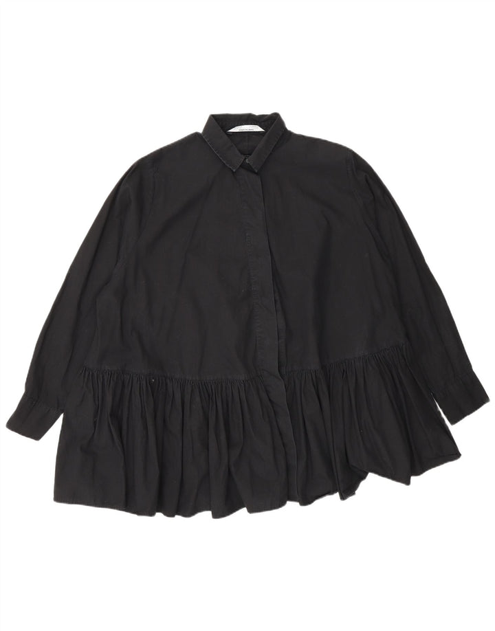Damska bluzka koszulowa oversize Zara UK 10, mała, czarna, bawełniana