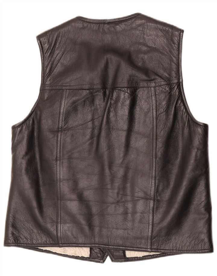 Vintage męska kamizelka skórzana, średnia czarna