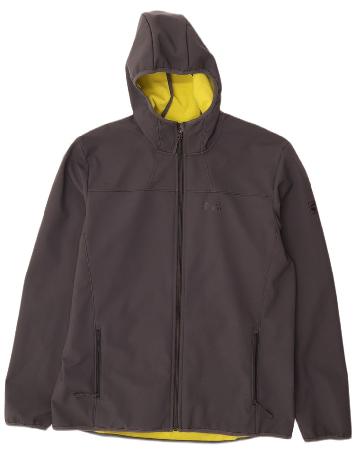 Męska kurtka wiatrówka Jack Wolfskin z kapturem UK 48 2XL Szary poliester