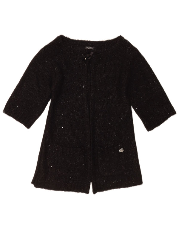 Byblos Damski sweter rozpinany z rękawem 3/4 UK 4 XS, czarny, nakrapiany