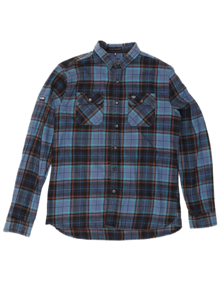 Męska koszula flanelowa Superdry XL, bawełniana, granatowa w kratę