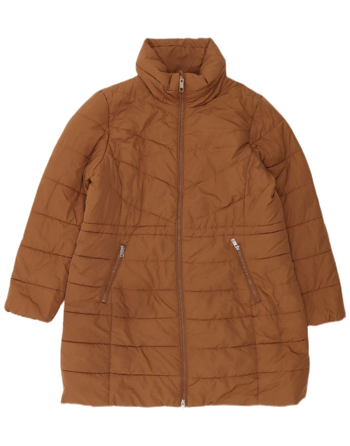 MARKS & SPENCER Womens Padded Coat UK 16 Large  Brown Polyester