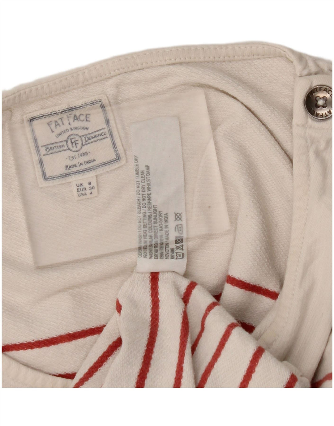 Top damski FAT FACE z długim rękawem, UK 8, małe, bawełniane w paski