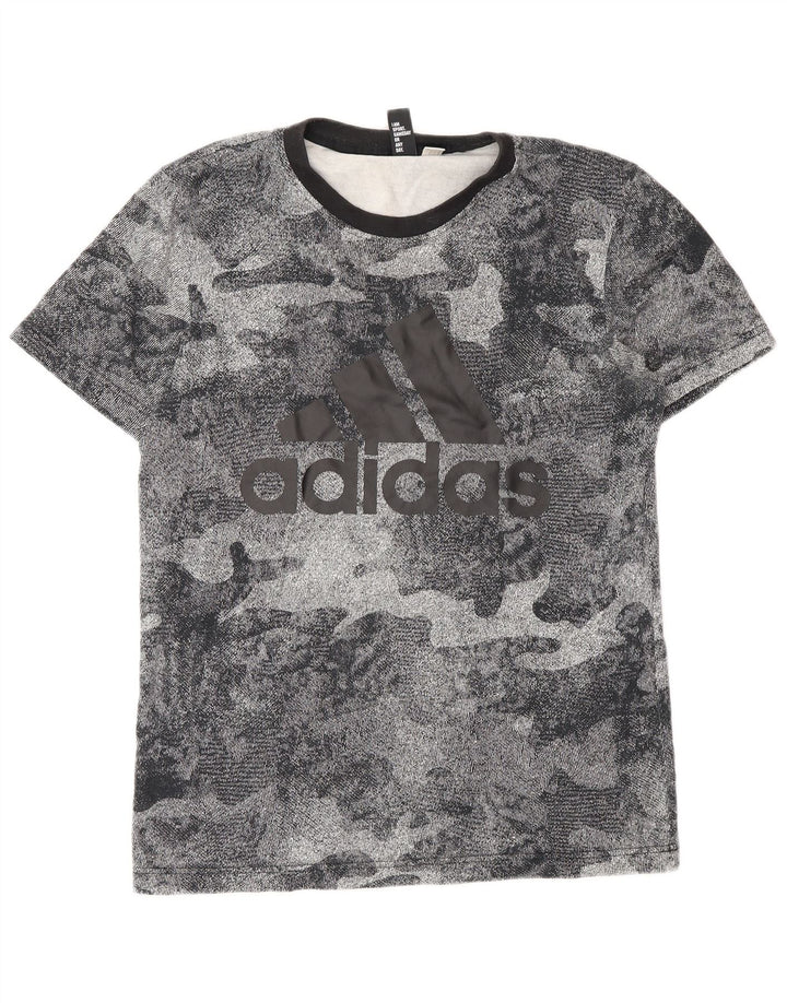 Męska koszulka graficzna Adidas Top w średnim szarym kamuflażu