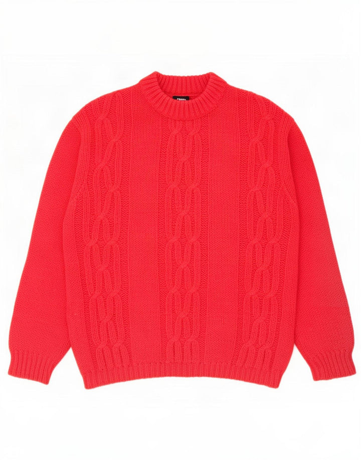 Sweter damski w stylu vintage z golfem UK 14, średni czerwony