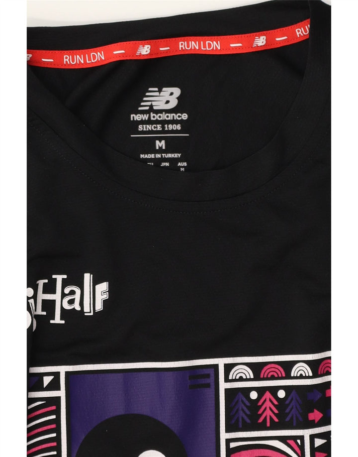 Męski T-shirt z grafiką New Balance, średni czarny poliester