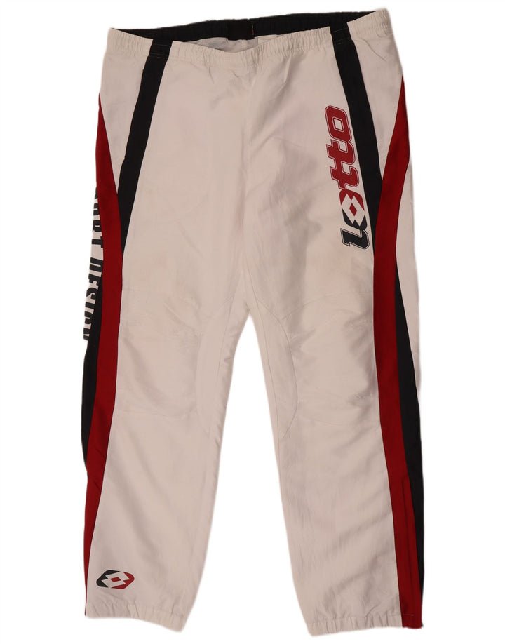 Męski dres Lotto z grafiką, 2XL, biały, poliester z blokami kolorów