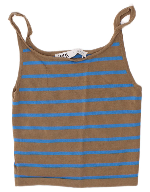 Damski top na ramiączkach Zara UK 8 Small Brown Striped Viscose