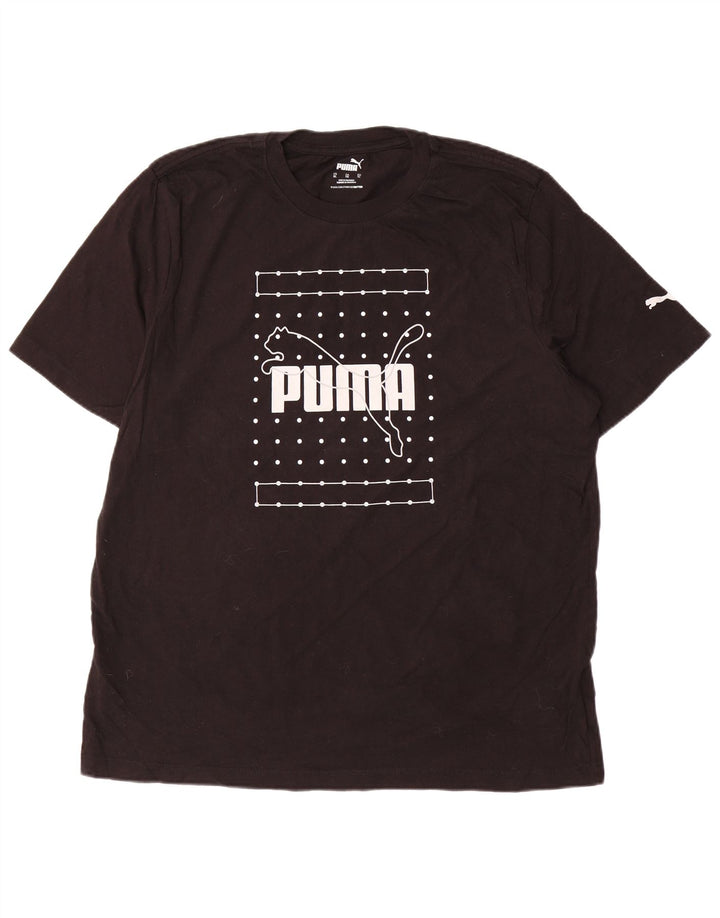 Męski T-shirt z grafiką PUMA, top XL, czarna bawełna