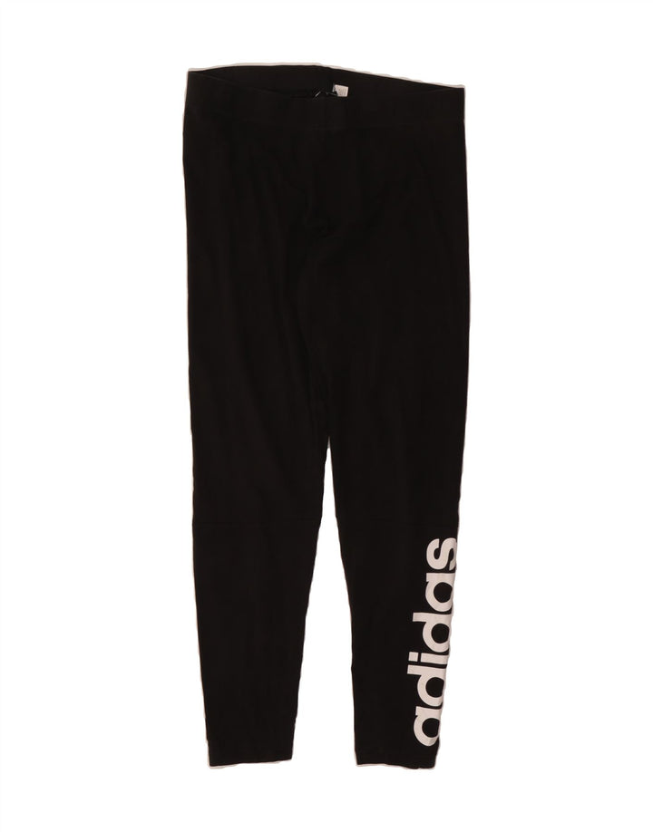 ADIDAS Womens Graphic Leggings UK 14 Medium  Black Vintage Adidas and Second-Hand Adidas from Messina Hembry 