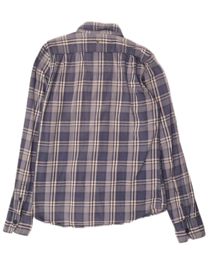 Męska koszula flanelowa Superdry, bawełniana w średnią niebieską kratkę