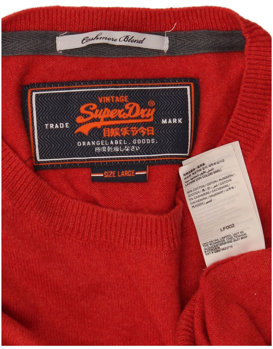 Męski sweter Superdry z okrągłym dekoltem, duży, czerwony, bawełniany