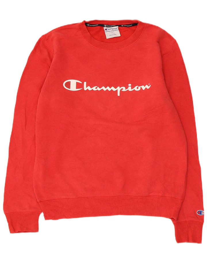 Męski sweter z grafiką Champion, mały, czerwony, bawełniany
