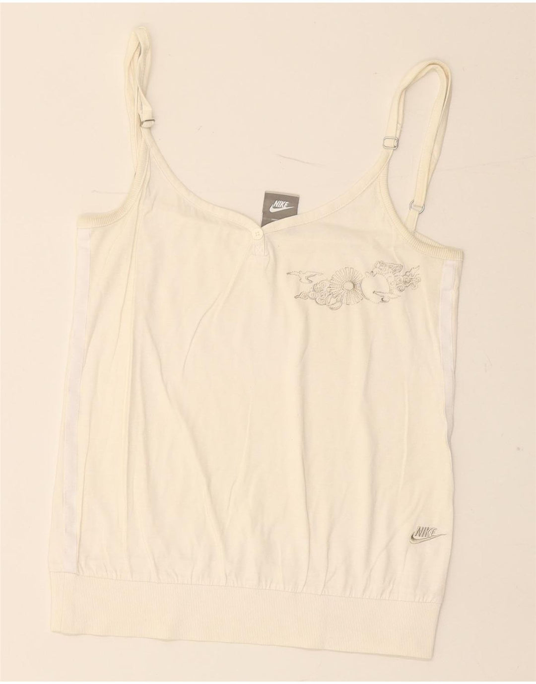 Damski top NIKE Crop Graphic Cami Top UK 10/12 Medium Off White
