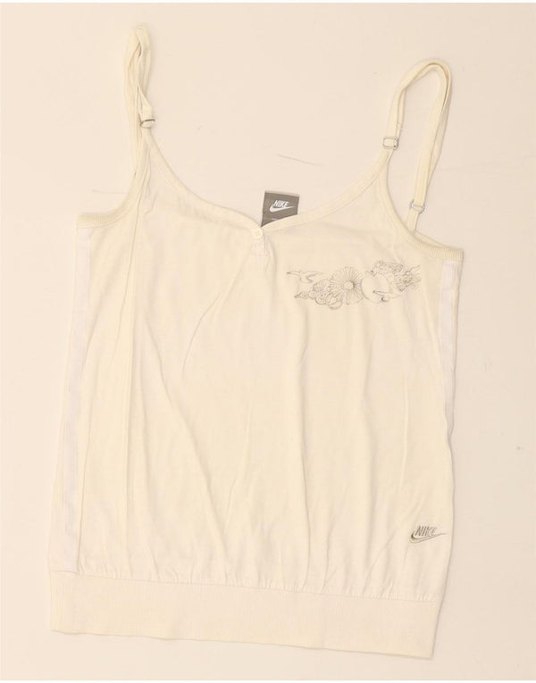 Damski top NIKE Crop Graphic Cami Top UK 10/12 Medium Off White