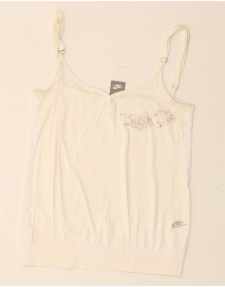 Damski top NIKE Crop Graphic Cami Top UK 10/12 Medium Off White