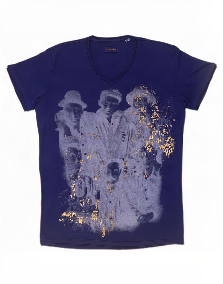 Męski T-shirt Diesel z grafiką, duży, niebieski