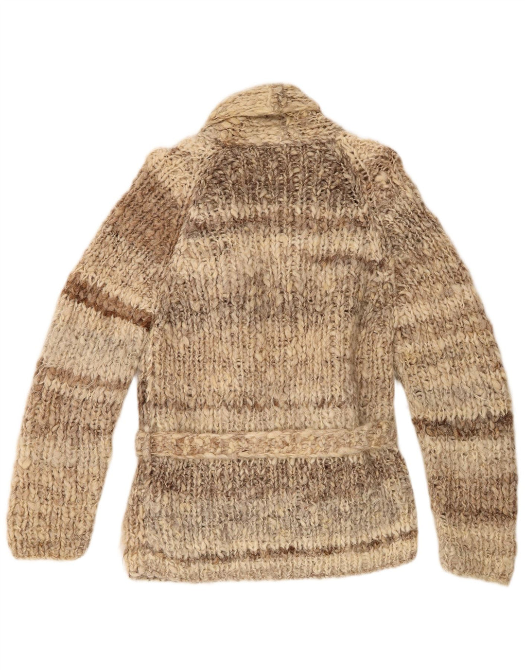 Vintage damski sweter rozpinany UK 12 w średnie brązowe paski