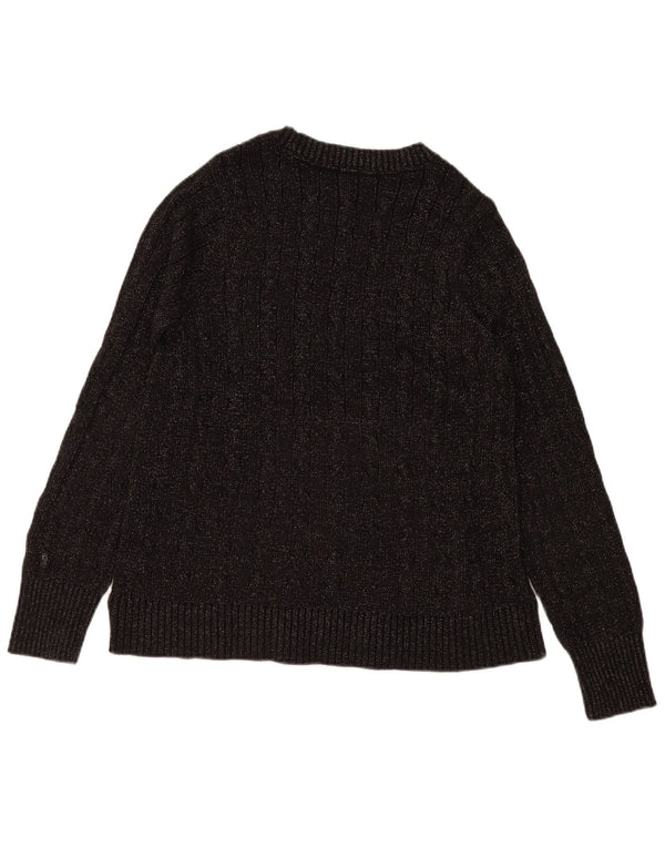 Damski sweter z okrągłym dekoltem Tommy Hilfiger UK 12, średni czarny bawełniany