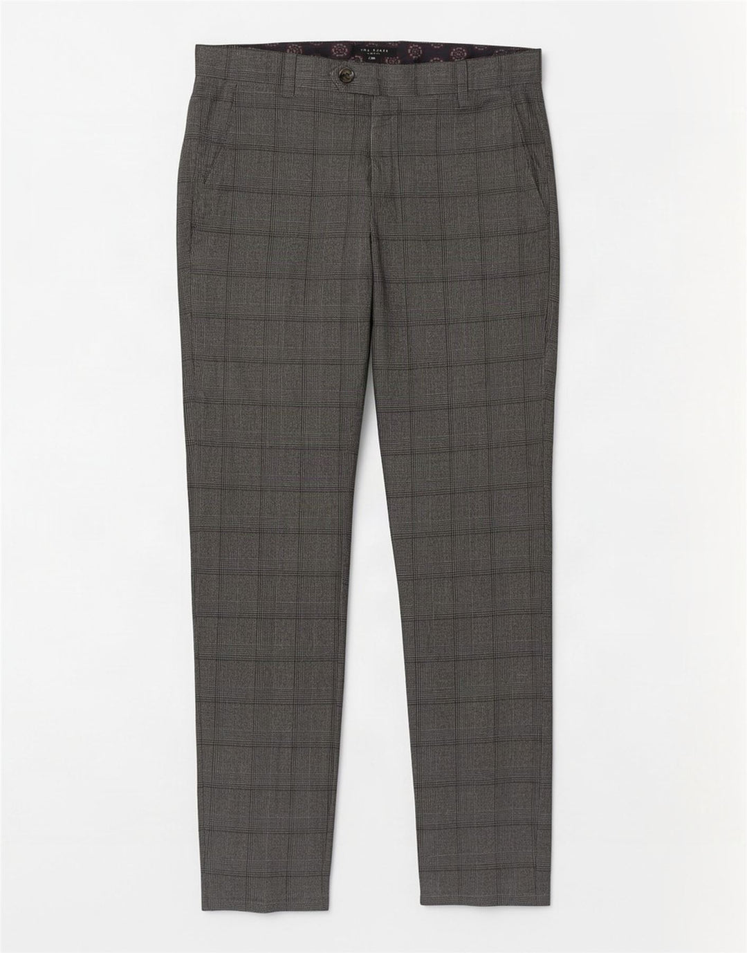 Męskie spodnie typu slim casual Ted Baker W32 L31, szary poliester w kratę