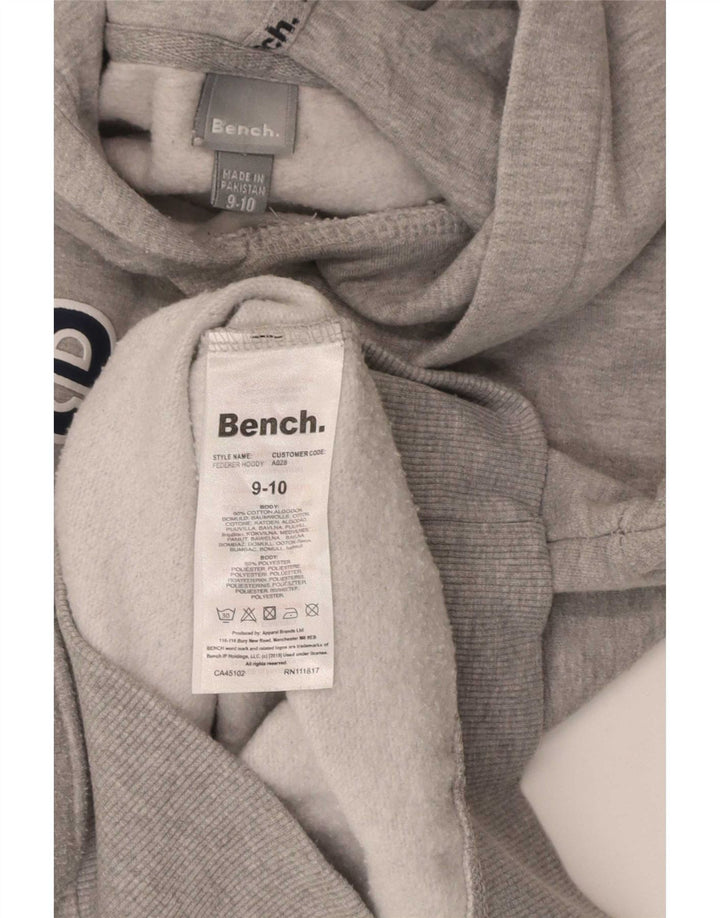 Chłopięcy sweter z kapturem i grafiką Bench, 9-10 lat, szara bawełna