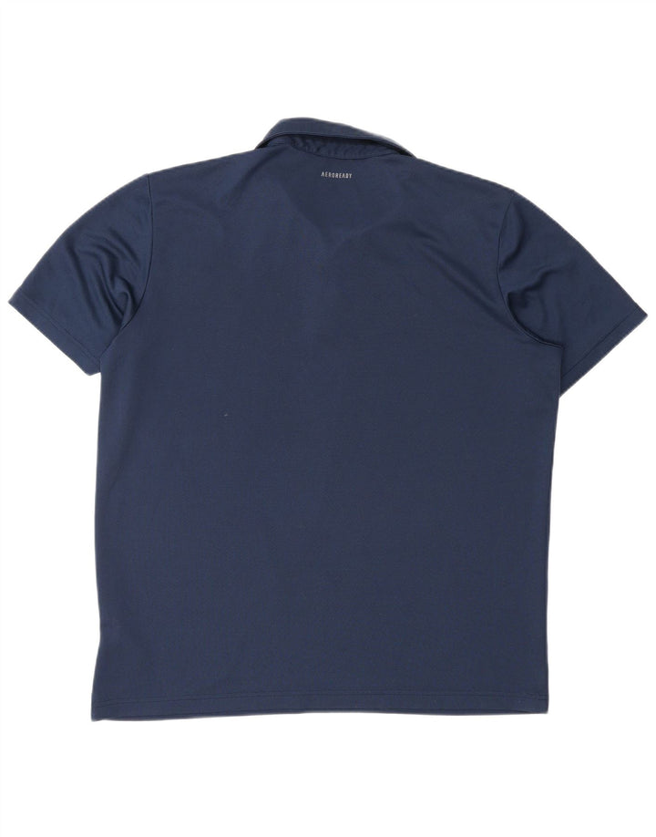 Adidas Mens Aeroready Polo Shirt Large Navy Blue Polyester