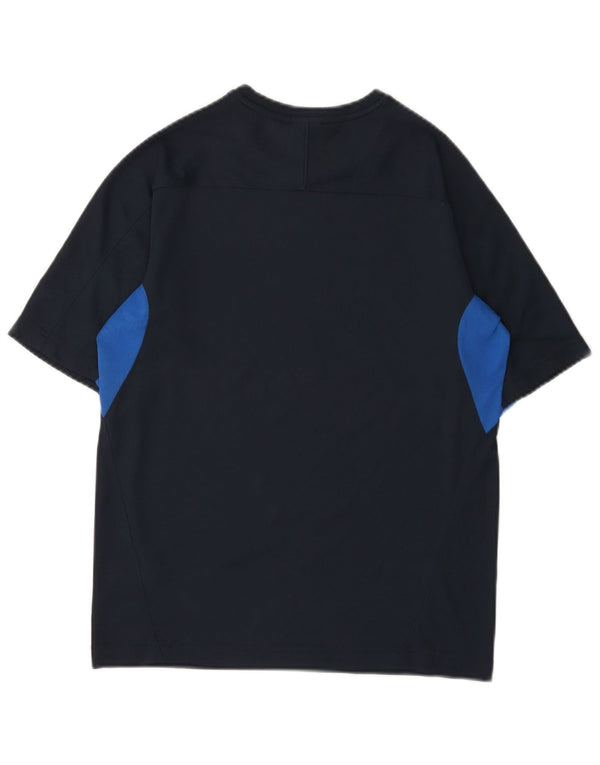 Męski T-shirt z grafiką Nike Dri Fit, mały, granatowy poliester z blokami kolorów