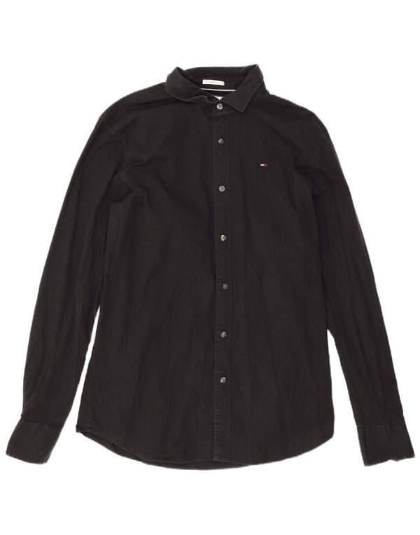 Tommy Hilfiger Mens Slim Fit Shirt Large Black Cotton