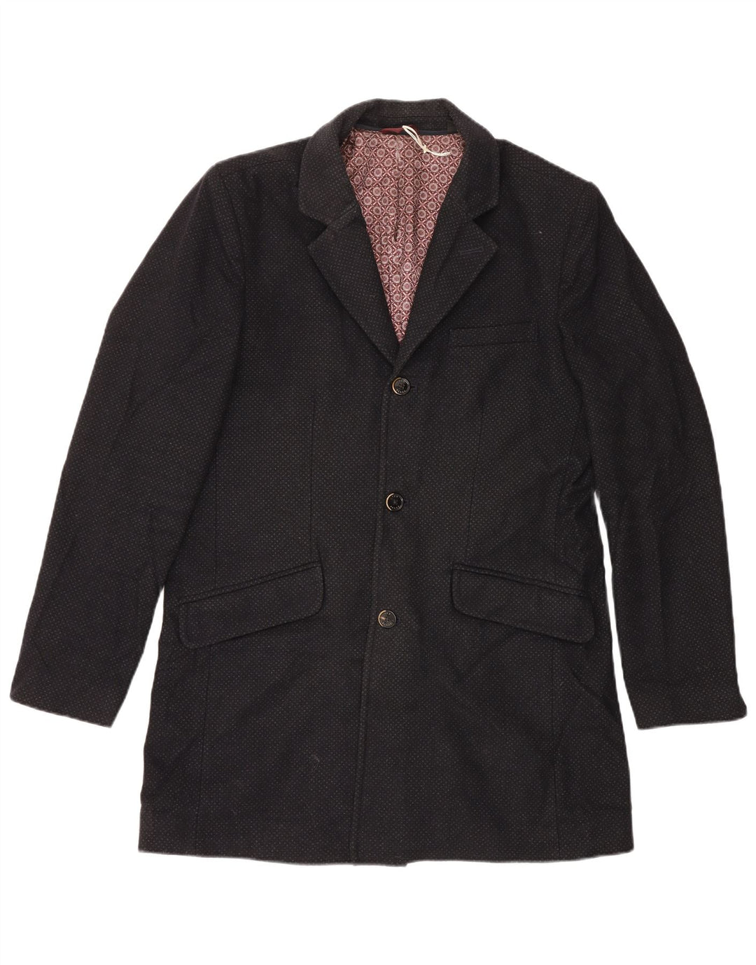 Płaszcz męski Ted Baker, rozmiar 5, czarny, wełniany w cętki