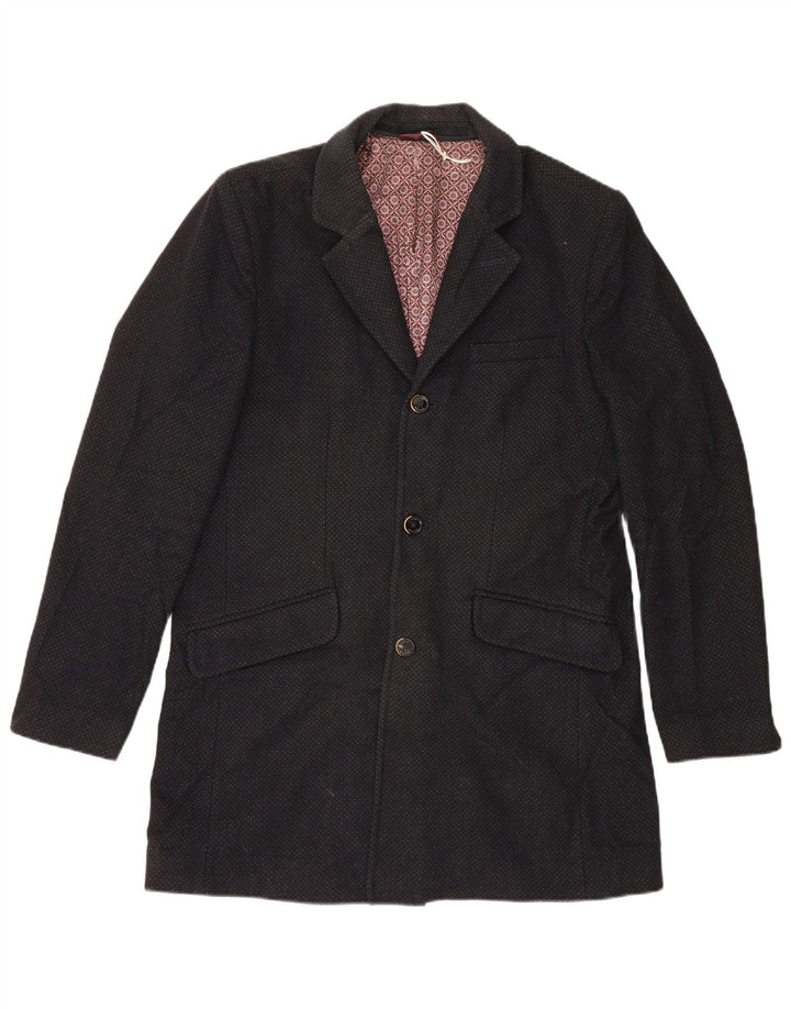 Płaszcz męski Ted Baker, rozmiar 5, czarny, wełniany w cętki