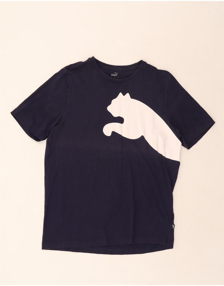 PUMA Mens Graphic T-Shirt Top Large Navy Blue Cotton Vintage Puma and Second-Hand Puma from Messina Hembry 