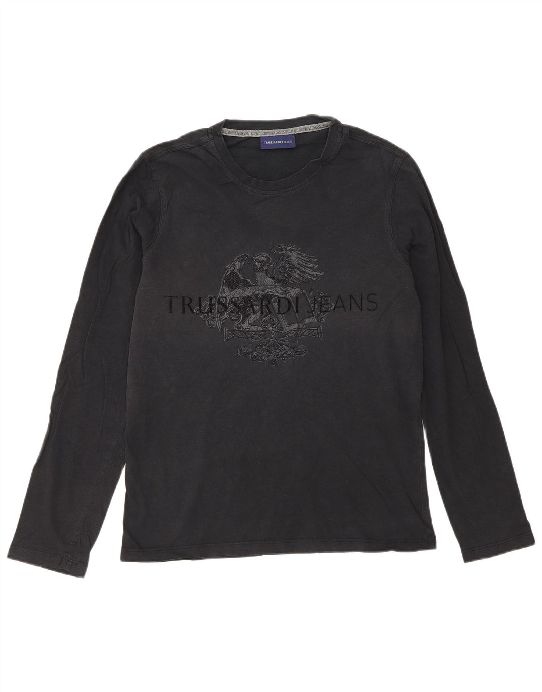 Męski top graficzny Trussardi Jeans z długim rękawem, mały, czarny