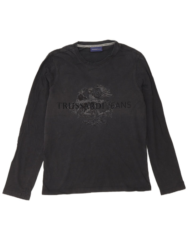 Męski top graficzny Trussardi Jeans z długim rękawem, mały, czarny