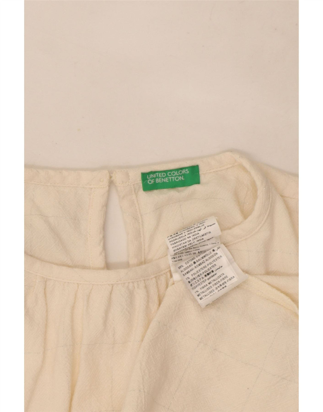 Dziewczęca bluzka Benetton z falbanką z przodu, 11-12 lat, 2XL w białą kratkę