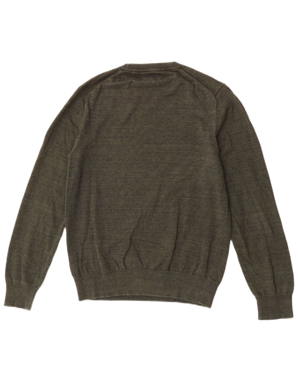 Marks & Spencer Męski sweter z okrągłym dekoltem, średni, bawełniany khaki