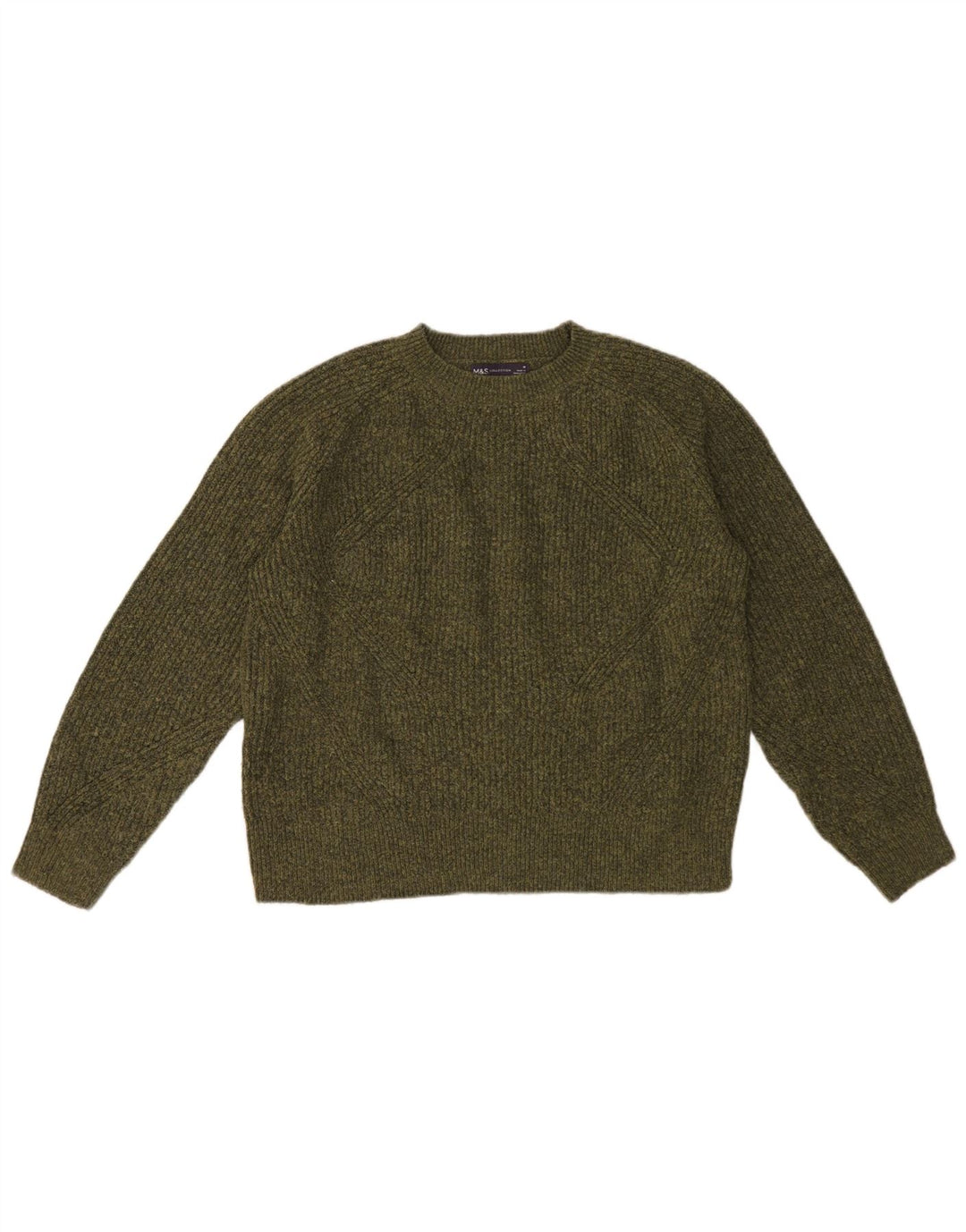 Marks & Spencer Damski Sweter z Dekoltem Łódkowym UK 14 Średni Khaki Melanżowy