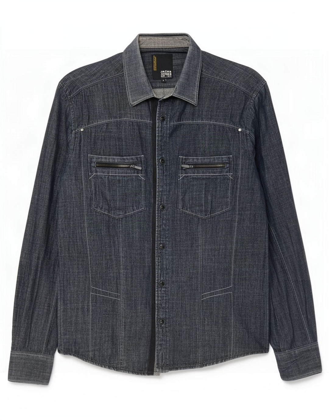 Męska koszula dżinsowa Jack & Jones, mała, granatowa, bawełniana