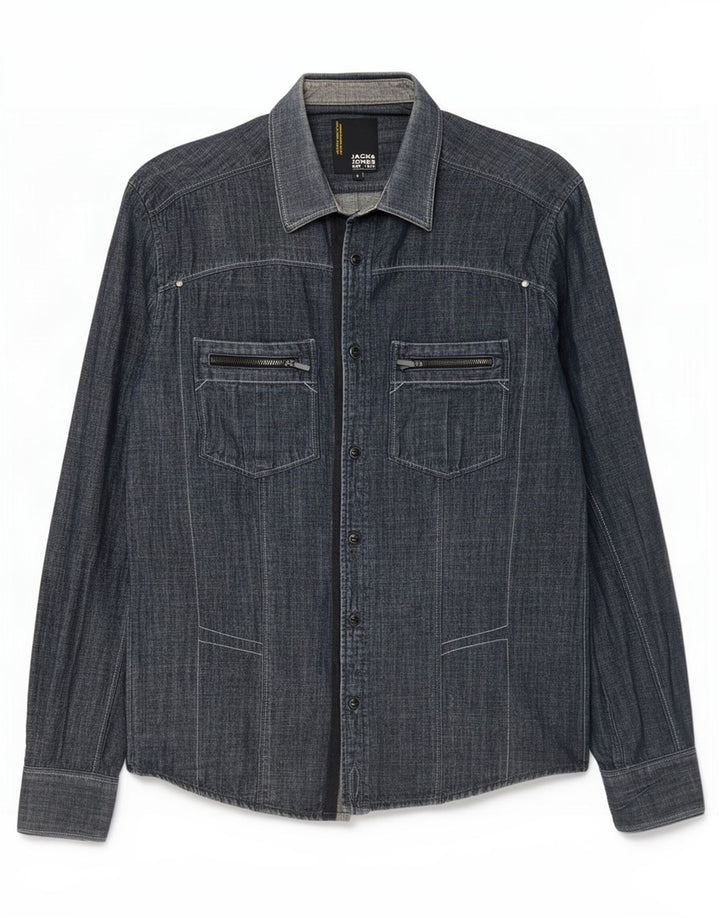 Męska koszula dżinsowa Jack & Jones, mała, granatowa, bawełniana