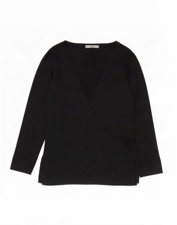 Marks & Spencer Damski sweter rozpinany z rękawami 3/4 UK 10, mały, czarny