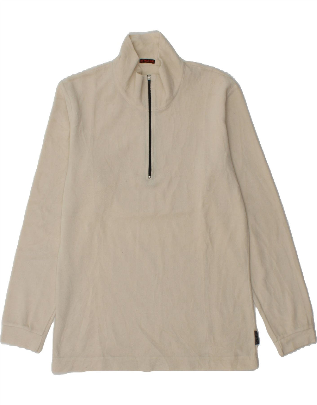 PLAYLIFE Mens Zip Neck Fleece Jumper Small Off White Vintage Playlife and Second-Hand Playlife from Messina Hembry 