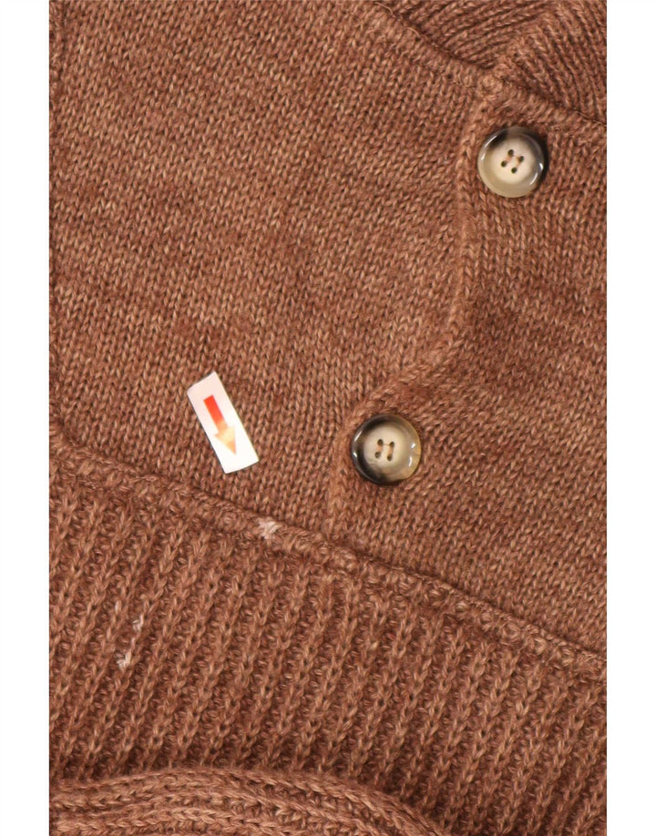Ivy Oxford Męski sweter zapinany na guziki, duży, brązowy, wełniany