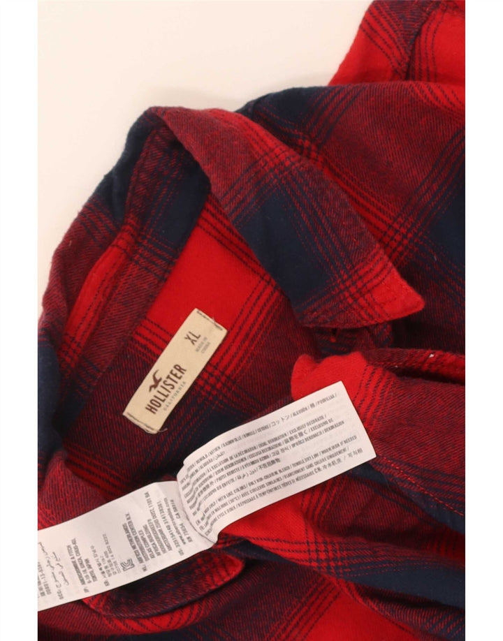 Męska koszula flanelowa Hollister XL, bawełniana w czerwoną kratę