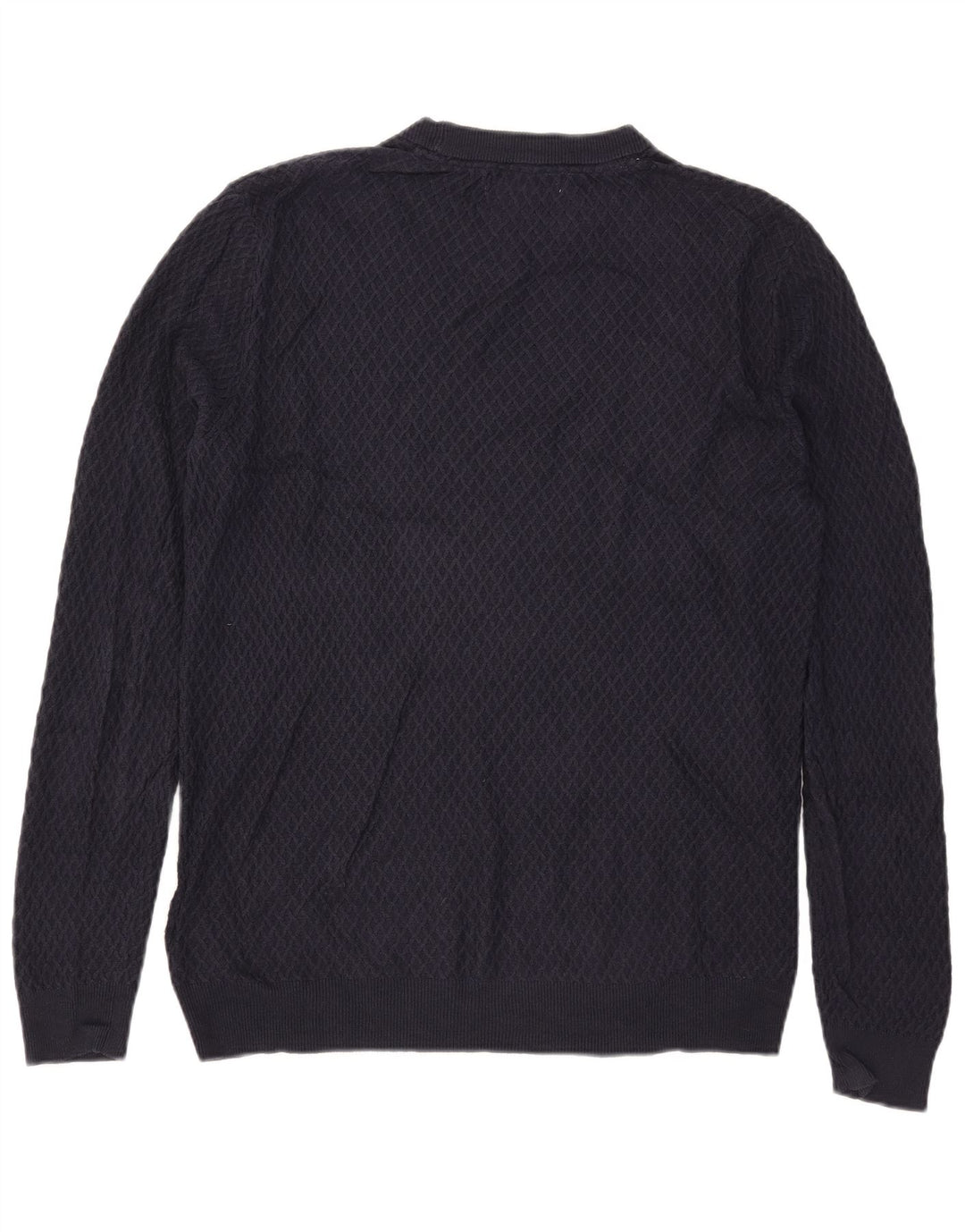 Guess Męski sweter z okrągłym dekoltem, duży, granatowy, bawełniany