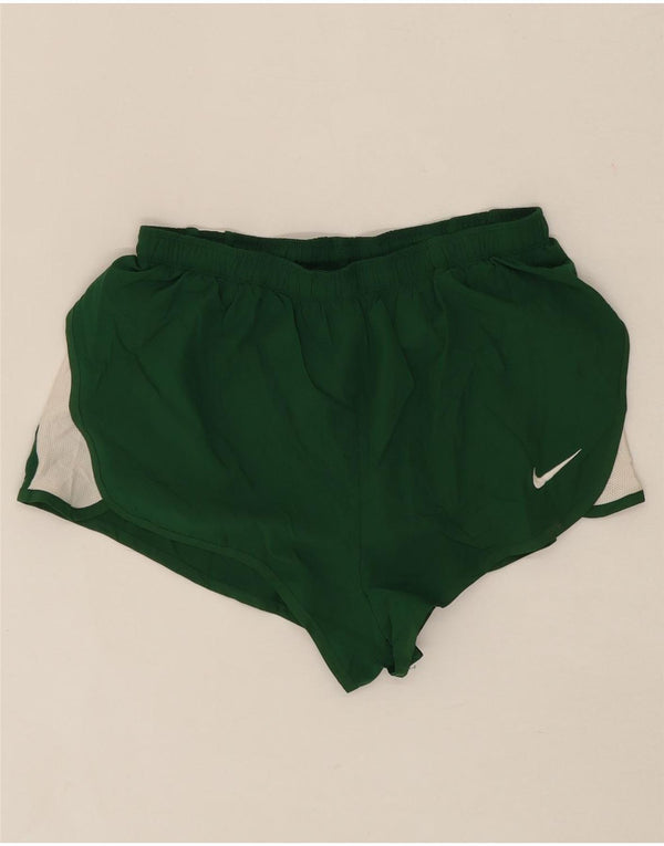 NIKE Womens Dri Fit Sport Shorts UK 14 Medium Green Colourblock Polyester