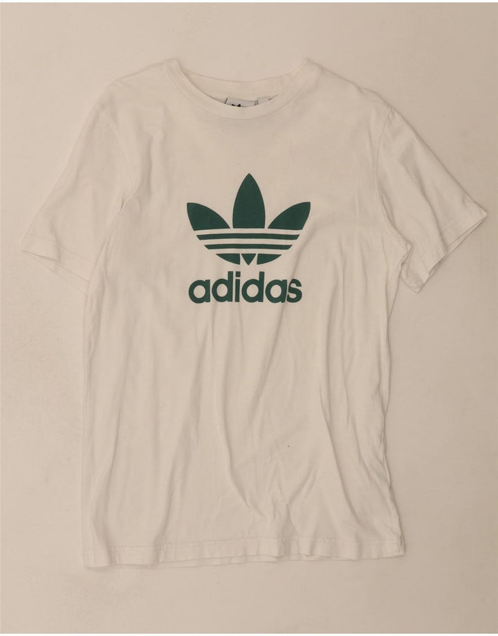 ADIDAS Mens Graphic T-Shirt Top Small White Cotton Vintage Adidas and Second-Hand Adidas from Messina Hembry 